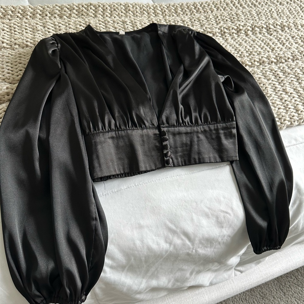 Black Silk Crop Top